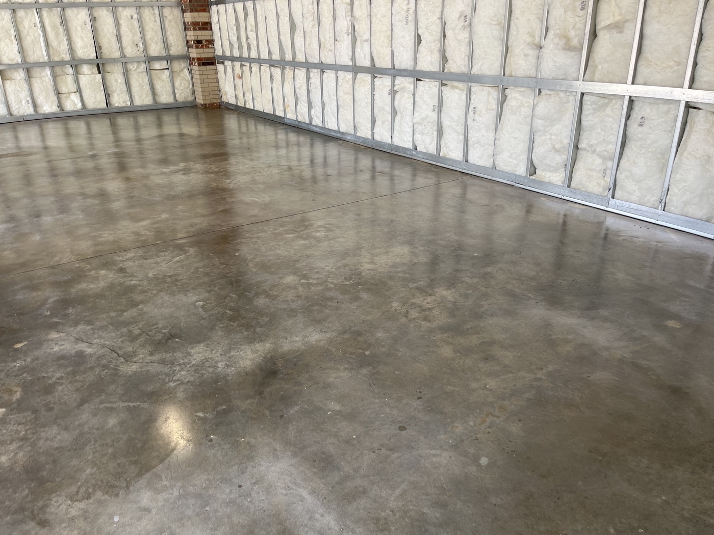 Close view of the finished clear grind-and-seal floor at Fire Station Number One