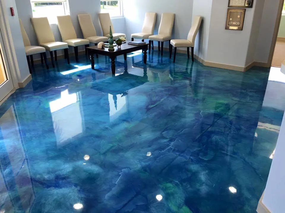 Blue and teal two-color metallic floor with visible movement and depth